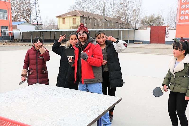 Pingpong During Community Service Day at Rural Junior High School